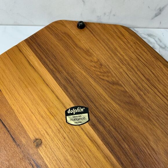 VINTAGE Dolphin Teakwood Cheese board with glass dome - Picture 4 of 5